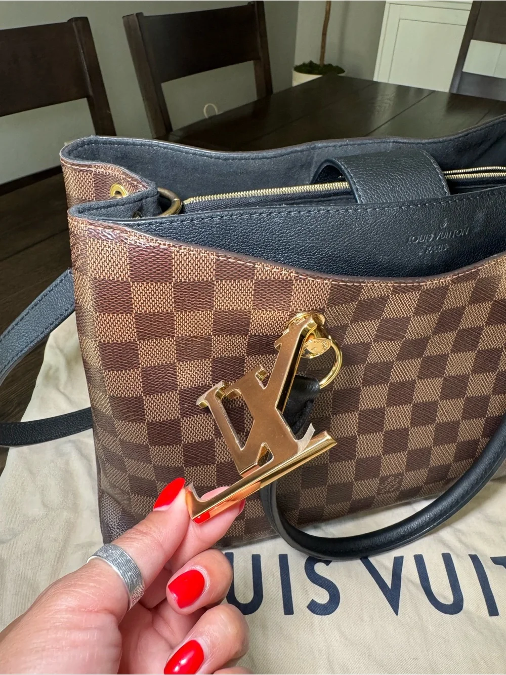 Louis Vuitton Damier Ebene Riverside with shoulder strap